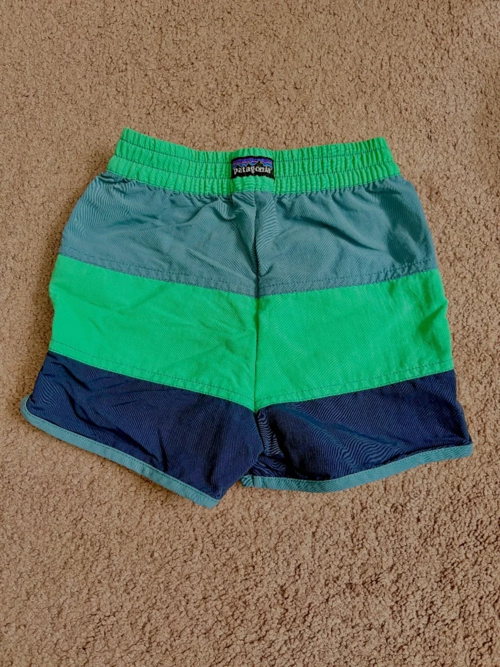 Patagonia Baby Boardshorts Toddler Swim Wear Trunks Colorblock Sz 5T Green Blue